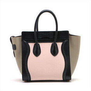 Celine Shopper Leather Shoulder Handle Luggage Bag Tote Multicolor